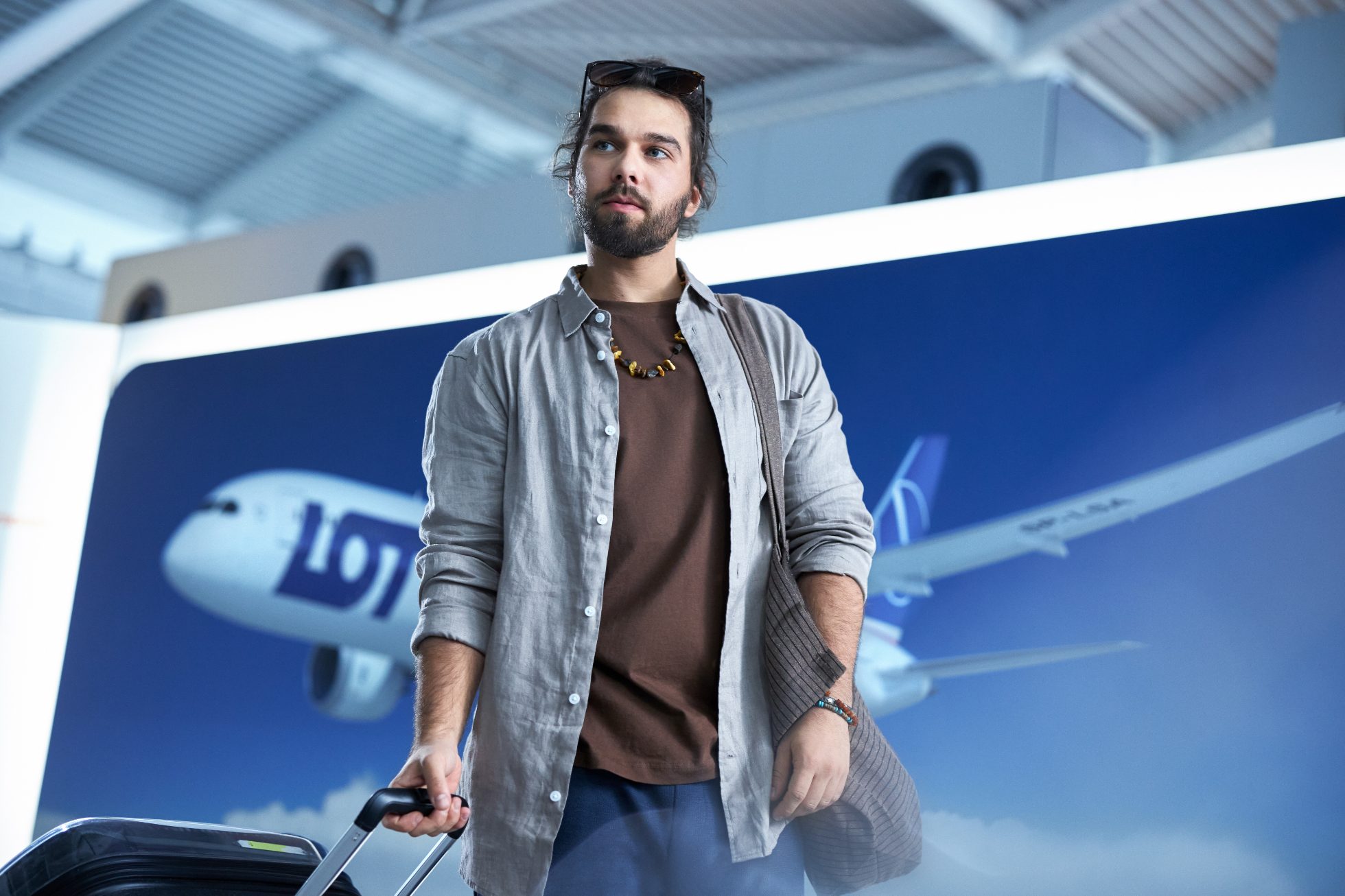 Single man at the airport.